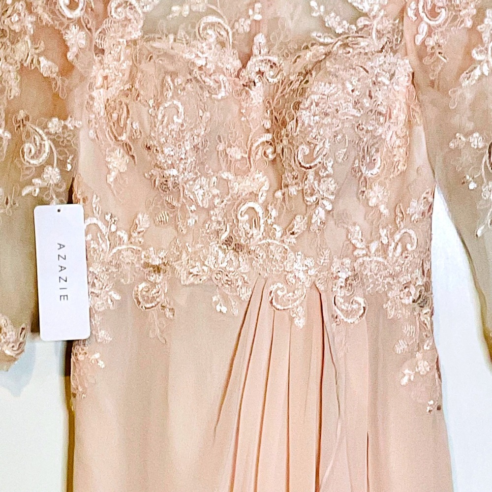 Azazie Calanthe Women's Formal Dress‎ Blushing Pink A-Line Scoop Chiffon Dress 2